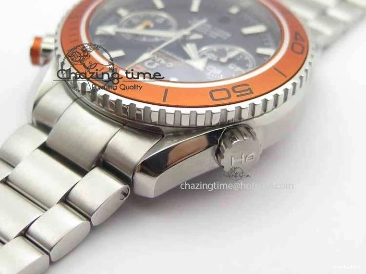 0320 Sophisticated Planet Ocean Master Chronometer Chrono SS OM 1:1 Best Edition Orange On SS Bracelet A 8156